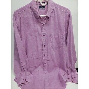 VTG Steeplechase Shirt Mens L Button Down Long Sleeve Checkerd Purple Pocket